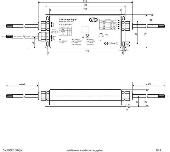 Immagine prodotto EVN DALPD6712244X5A Unità di controllo LED DALI 12-36VDC 720W