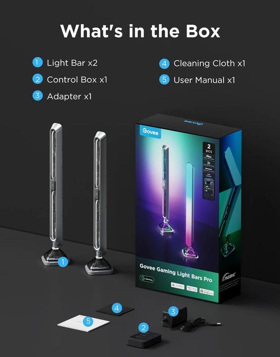 Actual product image Govee Smart Gaming Light Bars Pro (RGBIC, 44 cm, Indoor)