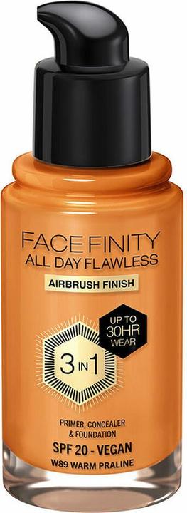 Max Factor Facefinity All Day Flawless 3 In 1 Foundation W89-Warm Praline 30ml (W89 Warm Praline)