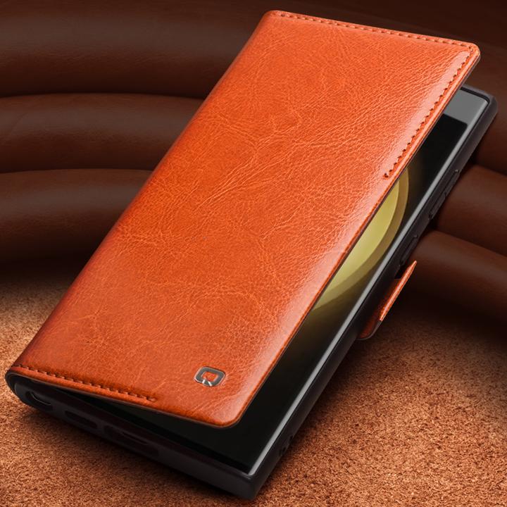 Actual product image QiAlino Cover Flip with Magnetic Closure Dark Brown (Samsung Galaxy S23+)