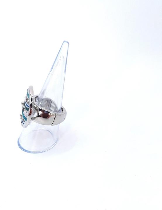 Actual product image Signé Signè ring ladies' ring elastic silver-coloured rhodium-plated One Size Blue tones No.18 (18, 19, 20, 21)