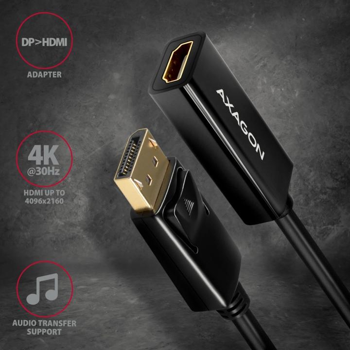 Actual product image Axagon RVD-HI14N DisplayPort > HDMI 1.4 adapter 4K/30Hz (HDMI, 15 cm)