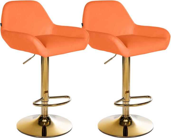 Produktbild CLP 2er Set Barhocker Braga-Bezug mit Goldgestell, höhenverstellbar