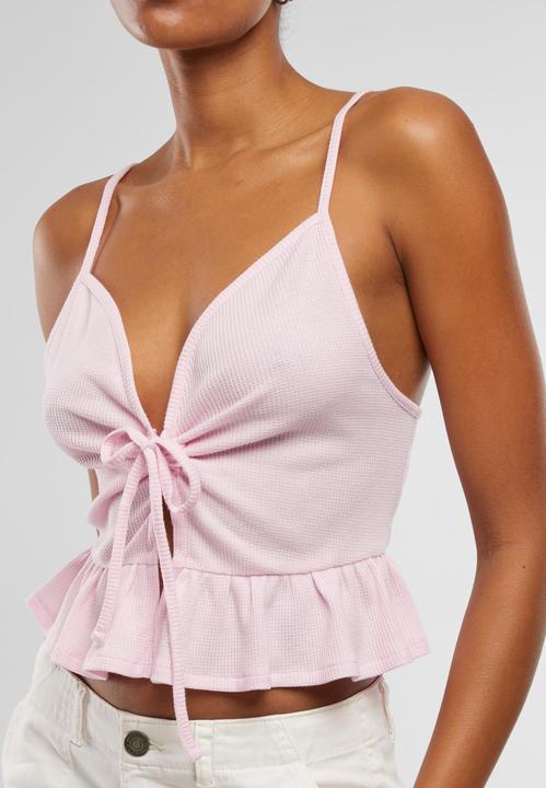 Produktbild Urban Classics Ladies Waffle Pique Ruffle Top - 137877 (M)