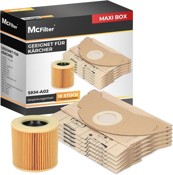 Produktbild Mc Filter 11-teiliges Staubsaugerbeutel-Set für Kärcher WD2/MV2 (11 x)