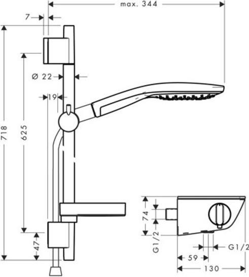 Actual product image hansgrohe HG shower combination RAINDANCE SELECT Bsta Unica'S Puro Set 650mm chrome