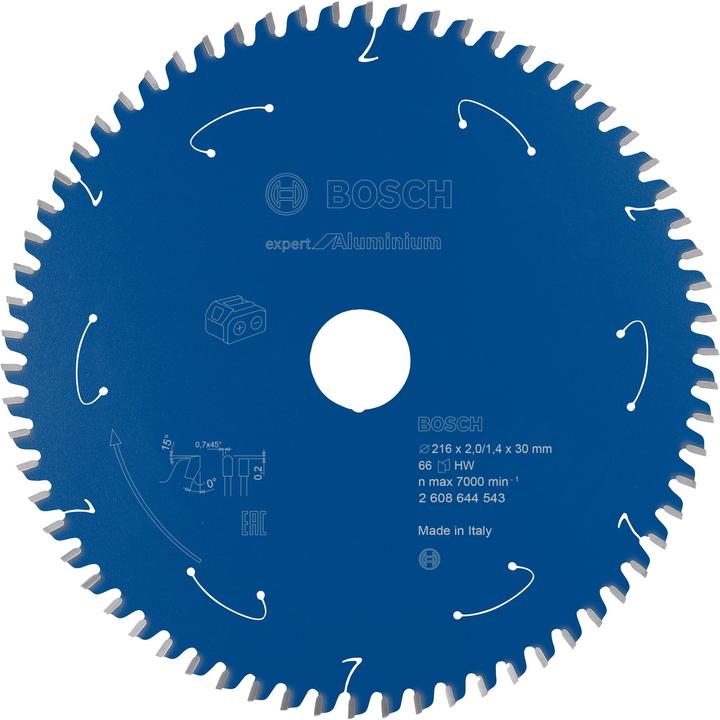 Bosch Professional Zubehör Circular saw blade Expert for Aluminium for battery saws,216 x 2/1,4 x 30, 66 teeth