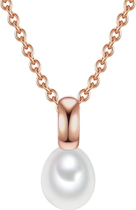 Produktbild Valero Pearls Damen Sterling Silber Süsswasser-Zuchtperle Rose Gold 42,0 cm Grundkette + 7,0 cm Verlängerung - (925er Silber, 42 - 49 cm)