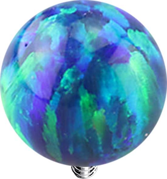 Star Piercing Dermal Anchor Kugel Opal blau (ohne Messing, Chirurgenstahl 316L)