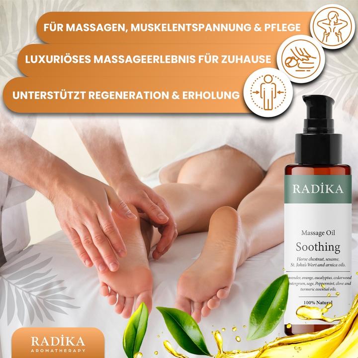 Produktbild Radika Massageöl, Beruhigendes Massage-Öl, 100% Rein, BIO, natürlich, 100 ml (100 ml)