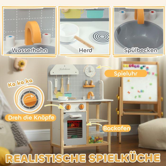 Produktbild Swisshandel24 Kinderküche Spielküche mit Herd, Ofen, Spüle, Uhr & Ablagen für 3-6 Jahre Grau