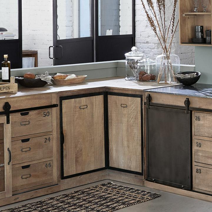 Produktbild Loberon Eckschrank Oakland braun/schwarz (116 x 116 x 89.5 cm)