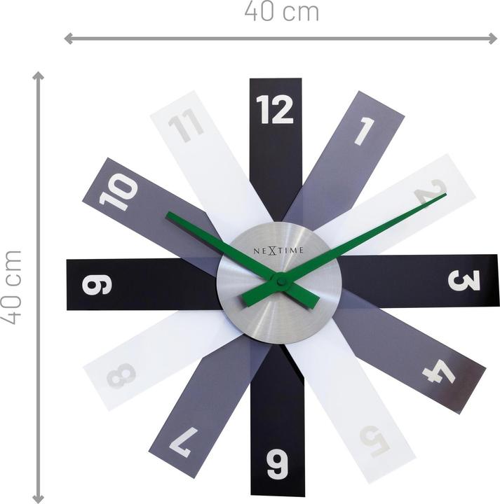 Image du produit Nextime Horloge murale Plexi Ø 40 cm, gris/noir/blanc (40 cm)