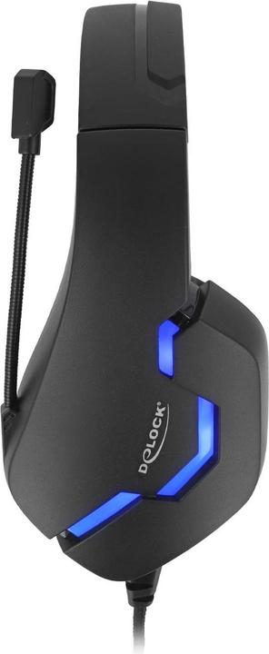 Actual product image Delock Headset Gaming Over-Ear LED for PC,Notebook,Consoles Black (Cable)