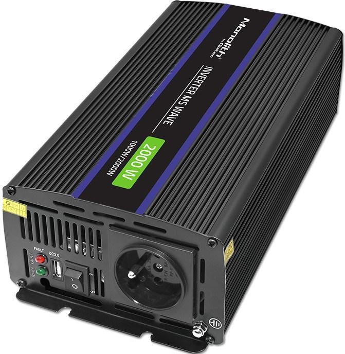 Produktbild Qoltec Przetwornica napięcia Monolith 2000 MS Wave | 12V na 230V | 1000/2000W | USB