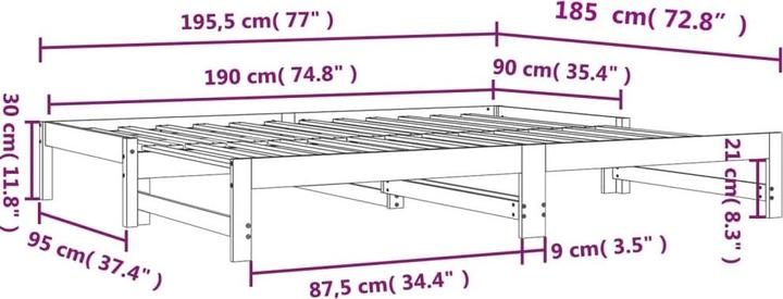 Produktbild VidaXL Tagesbett Ausziehbar (90 x 190 cm)