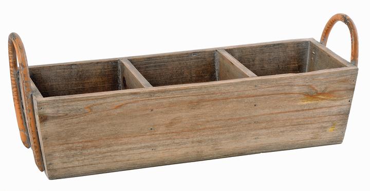 VBS Vintage" planter basket, made of wood with antique finish, approx. 40.5x14.5x10.5cm (43 cm)
