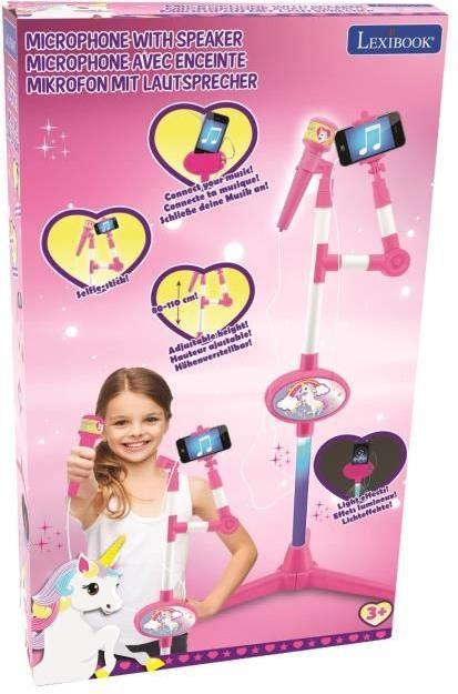Image du produit Lexibook Microphone Unicorn avec support lumineux, haut-parleur intégré, effets sonores