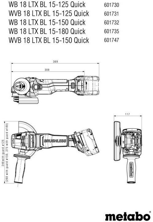 Produktbild Metabo WB 18 LTX BL 15-125 Quick (125 mm)