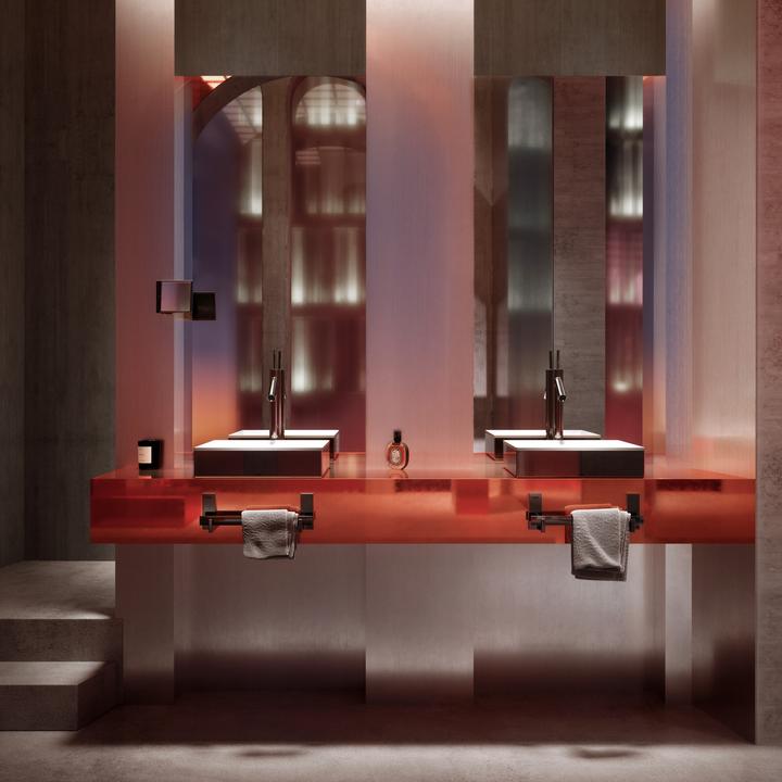 Produktbild hansgrohe AXOR Suite Aufsatzwaschtisch, eckig, 400x400mm, mit Metallrahmen, ohne Überlauf, SolidSur (400 mm, 400 mm)