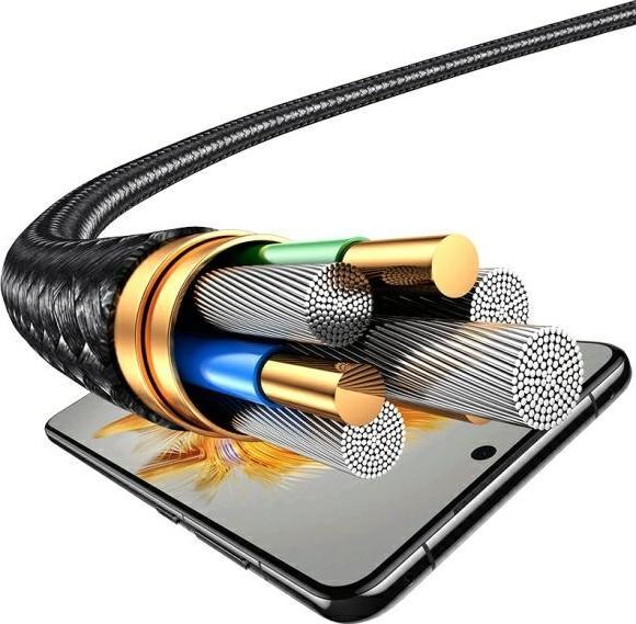 Actual product image Usams Cable 4w1 2xUSB-C/Lightning/MicroU SB 15W 1.2m Aluminium Alloy Data Cable Sufeng Series SJ739US (1.20 m, USB 3.0, 15 W)