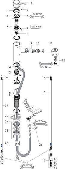 Actual product image hansgrohe Low-pressure mixer with hand shower Talis S glossy chrome 32842000