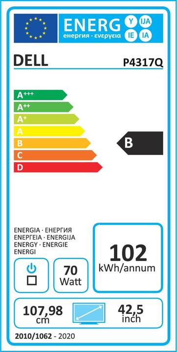 Energie-Label Dell P4317q (3840 x 2160 Pixel, 42.51")