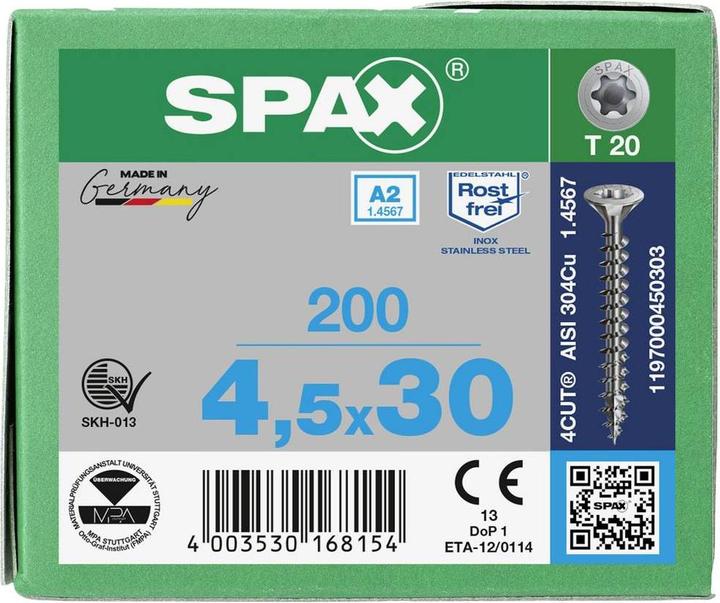 Image du produit Spax Vis pour panneaux agglomérés A2 (200 Vis par pièce)