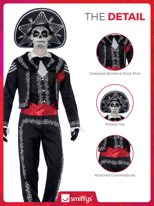 Actual product image Smiffys Day Of The Dead - Dia De Los Muertos - Senor Bones (XL)