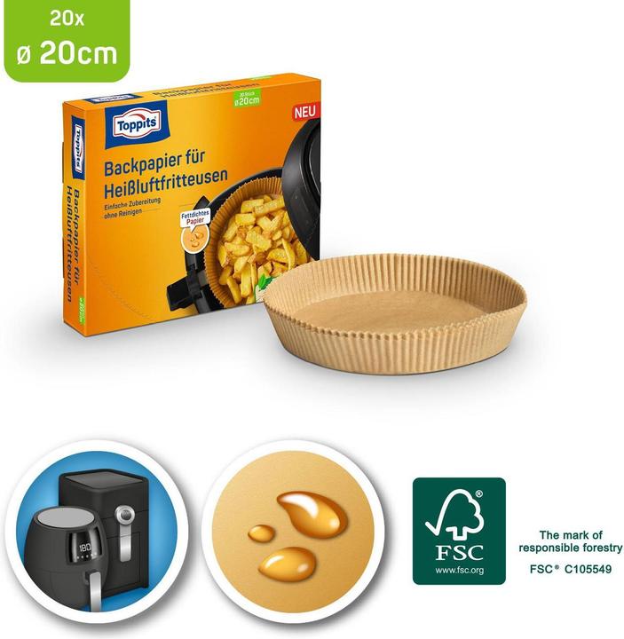 Productafbeelding Toppits TOP Bakpapier voor heteluchtfrituren (20 x 20 cm)