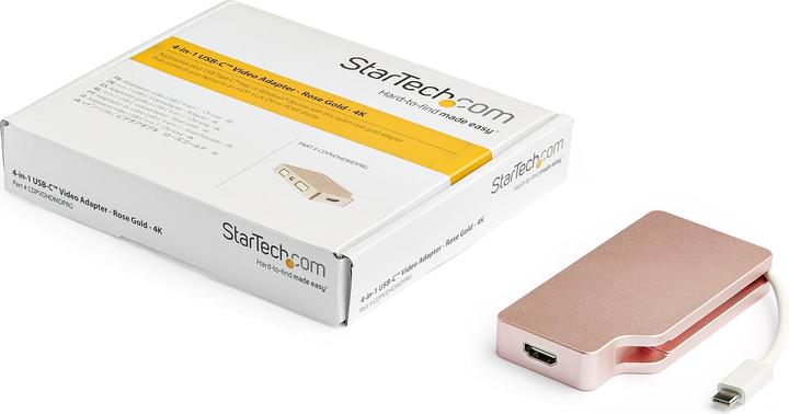 Produktbild StarTech USB-C Video Adapter Multiport - Rotgold - 4-in-1 USB-C auf VGA DVI HDMI oder mDP Display Adapter... (HDMI, DVI, VGA, Mini DP, 10.40 cm)