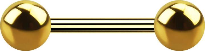 Star Piercing Barbell vergoldet mit zwei Kugeln (ohne Messing, Chirurgenstahl 316L)