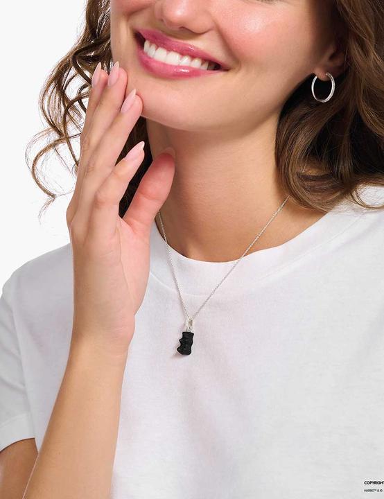 Produktbild Thomas Sabo Kette mit schwarzem Goldbären-Anhänger und Steinen (925er Silber, 40 - 45 cm)