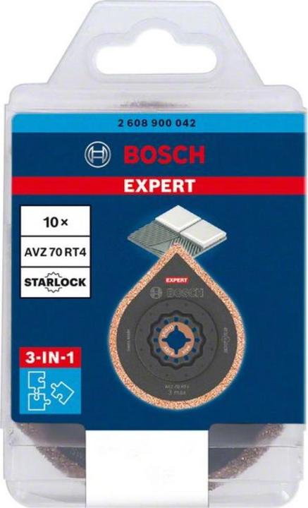 Produktbild Bosch Professional Zubehör EXPERT 3 max AVZ 70 RT4 Platte zum Entfernen von Fugen für Multifunktionswerkzeuge, 70 mm, 10 Stück (P40)