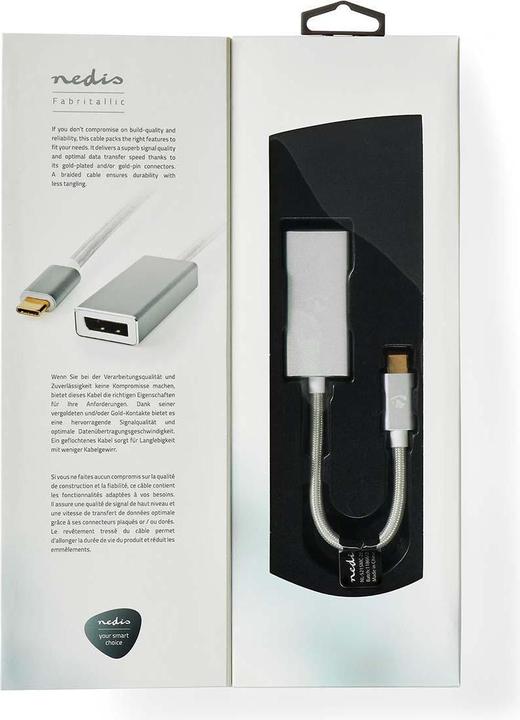 Produktbild Nedis USB-Adapter USB 3.2 Gen 1 USB-C Stecker DisplayPort 0.20 m rund Vergoldet Geflochten/Nylon Sil (USB Typ-C, 20 cm)