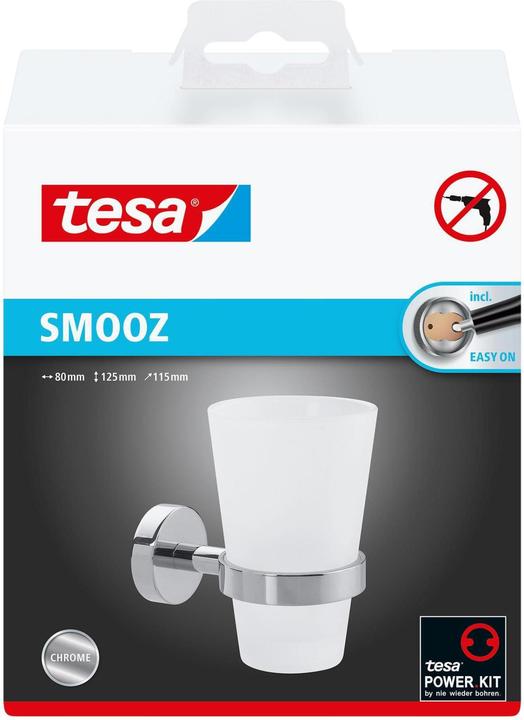 Produktbild tesa SMOOZ Zahnputzbecher inkl. Klebelösung ohne Bohren (8.5 x 13.5 x 15.5 cm)