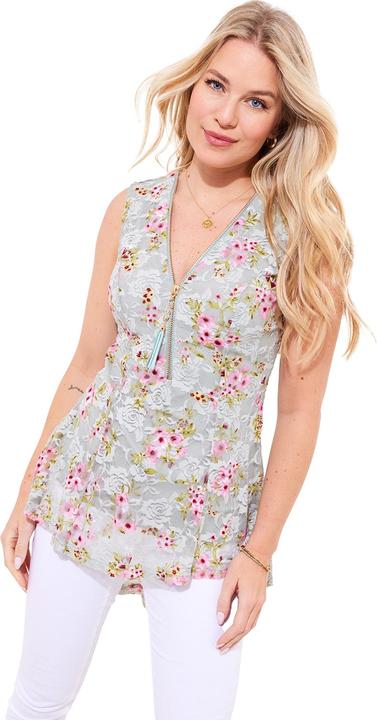 Actual product image Joe Browns Lace Zip Neck Floral Sleeveless Top (40)