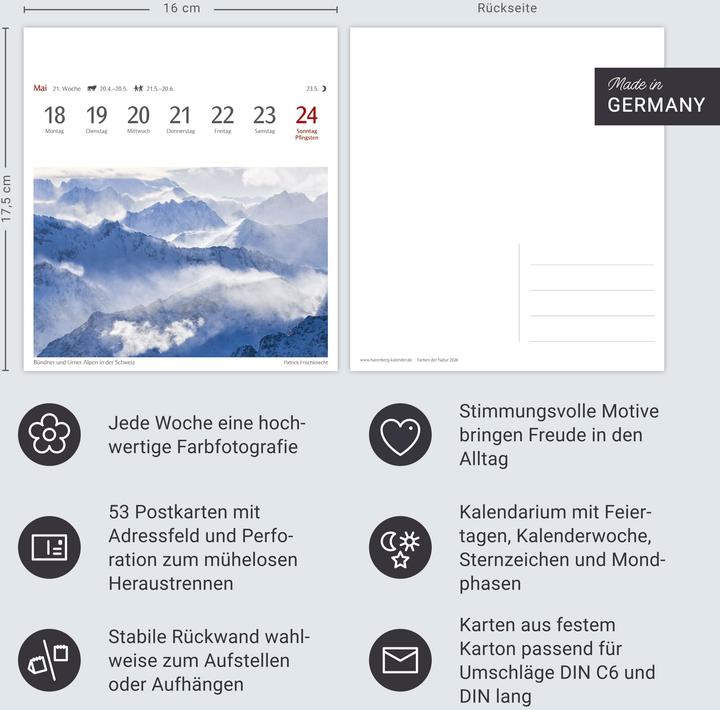 Produktbild Harenberg Farben der Natur Postkartenkalender 2026 - Wochenkalender mit 53 Postkarten (Harter Einband, Deutsch)
