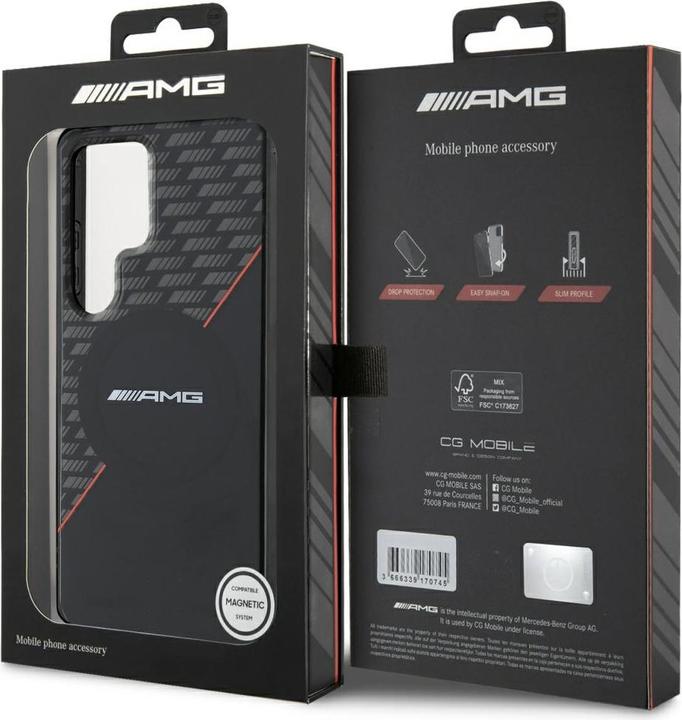 Produktbild Mercedes AMG Double Layer Rhombs MagSafe Case for Samsung Galaxy S25 Ultra - Black/Red (Samsung Galaxy S25 Ultra)
