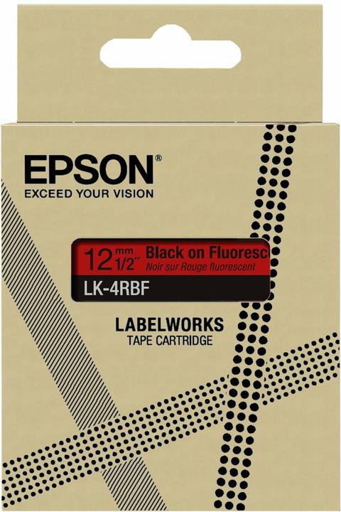 Actual product image Epson Fluorescent Red/Black 12mm LK-4RBF