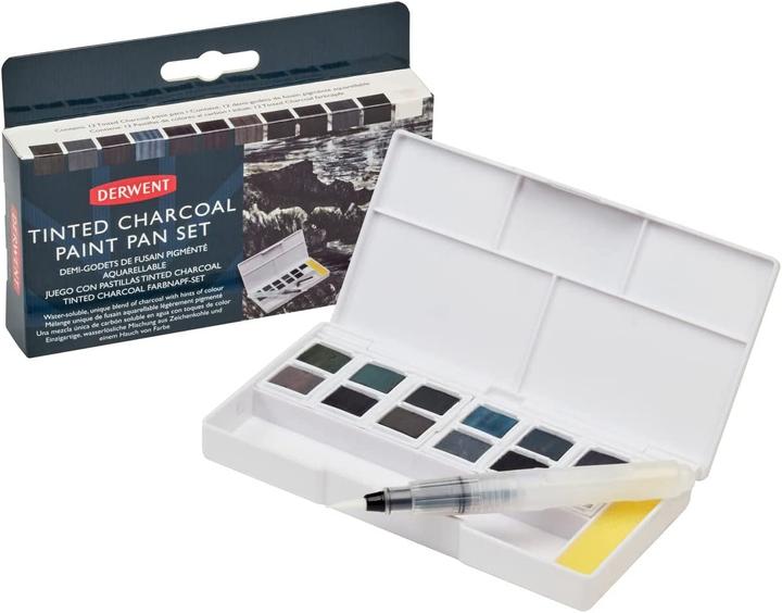 Image du produit Derwent Fusain teinté, soluble dans l'eau, miscible, 12 pièces