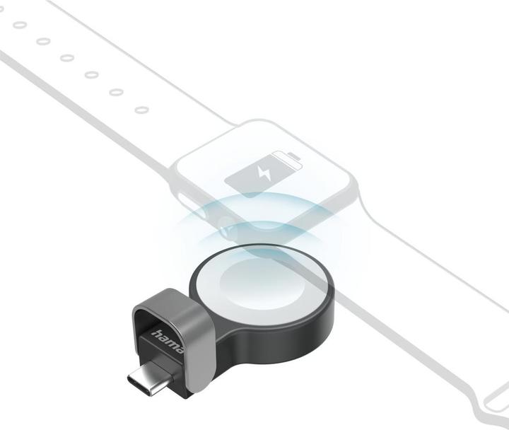 Actual product image Hama Apple Watch charger f. wireless charging, USB-C charging station magnetic, SW (5 W)