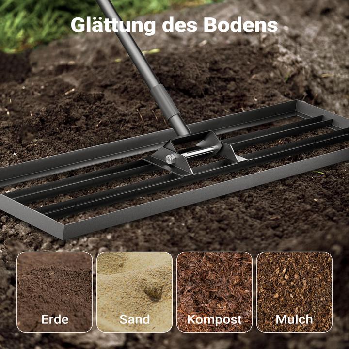 Produktbild Wiltec Aluminium Rasenrakel 121,9x25,4cm Stiel Sanden Levelingrake Flächenebner