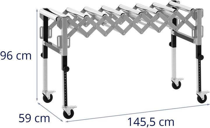 Produktbild MSW Mobile Rollenbahn Förderanlage 130 kg 147 cm 9 Rollen höhenverstellbar faltbar