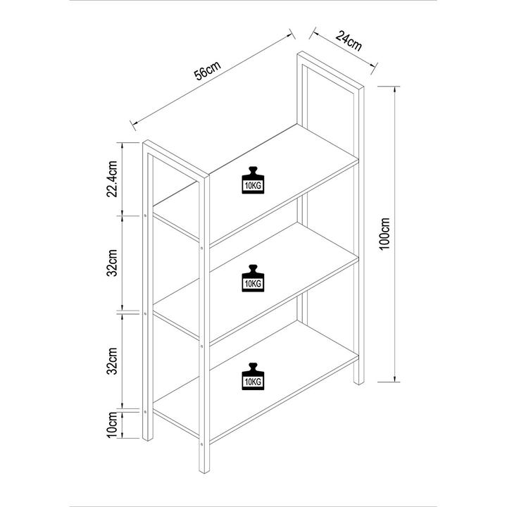 Nährwerte und Zutaten VCM Metall Stand Regal Bücher Flakos 3fach (100 x 56 x 24 cm)