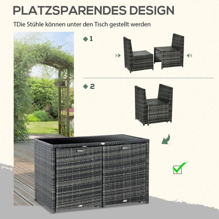 Produktbild Swisshandel24 Polyrattan Gartenmöbel für 4 Personen Rattan Essgruppe, Sitzgruppe mit Sofa Garnitur, Stahl, Grau