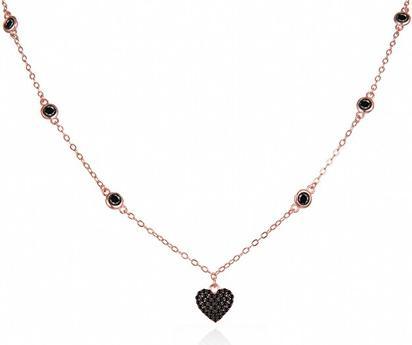 Agato Stylish bronze necklace with black zircons AGS1583/47-BK-ROSE
