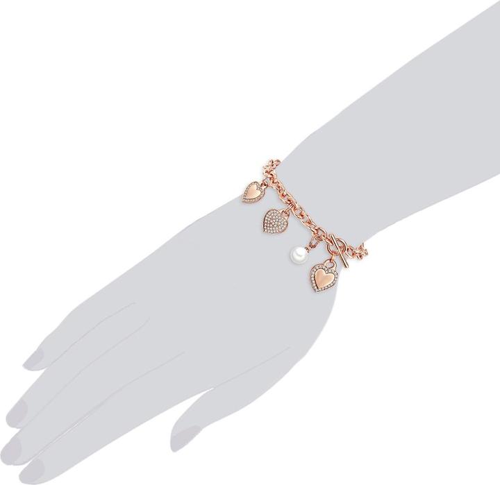 Actual product image Lulu & Jane Ladies heart brass cubic zirconia shell pearl rose gold 19.0 cm - 29719 (19 cm, Brass)