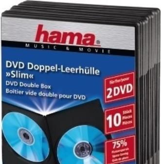 Image du produit Hama 1x10 Boîtier DVD double vide Slim 75% gain de place