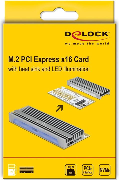 Immagine prodotto Delock Scheda PCI Express x16 (x1 / x4 / x8) a 1 x NVMe M.2 Key M con illuminazione a LED